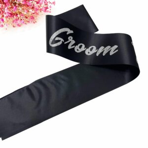 Ashaqshnglee Groom to Be Sash, Groom Sash Bachelor Party Funny Accessory for Future Groom Wedding Gift Idea from Bride to Be Black Silver