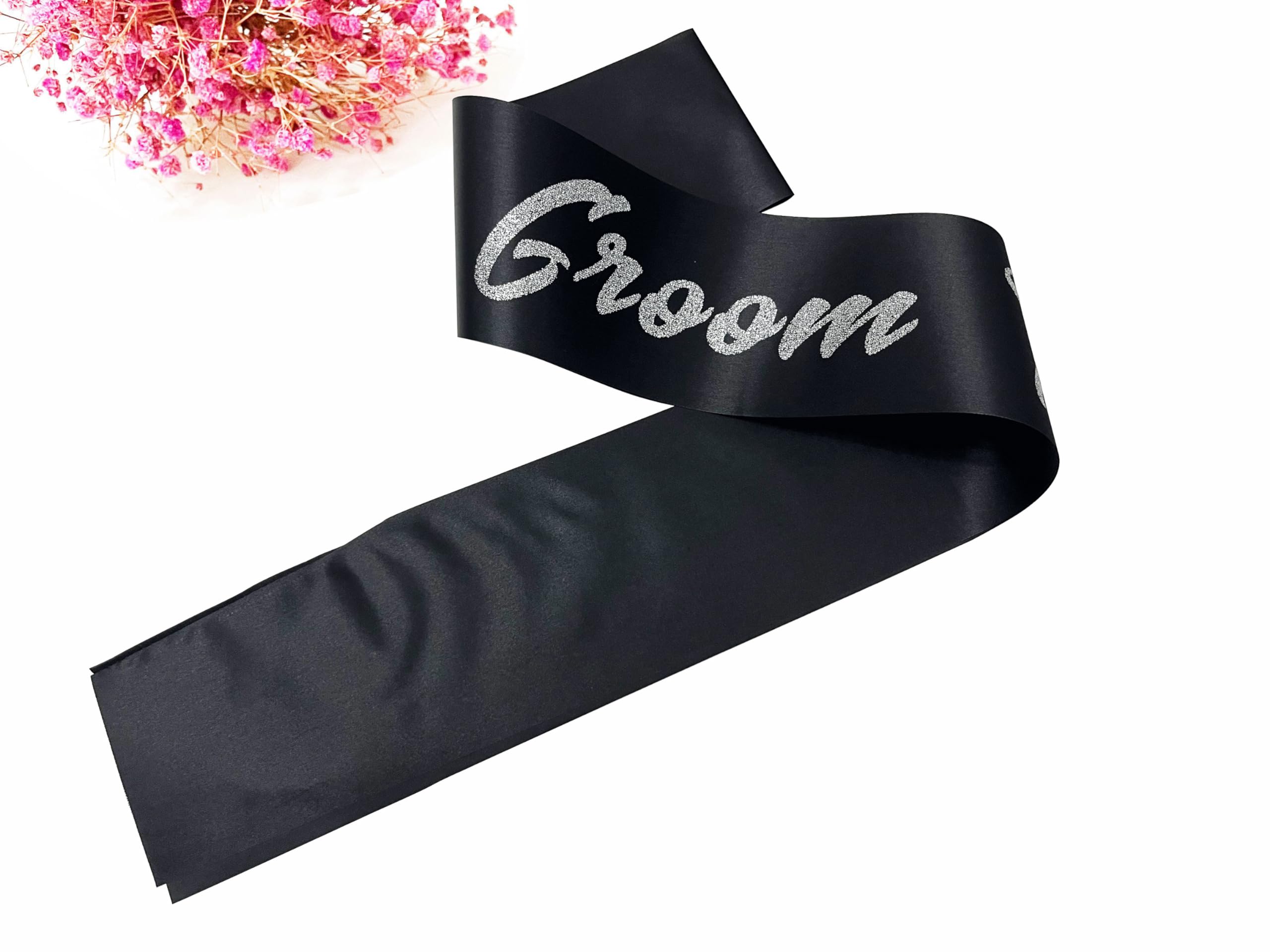 Ashaqshnglee Groom to Be Sash, Groom Sash Bachelor Party Funny Accessory for Future Groom Wedding Gift Idea from Bride to Be Black Silver