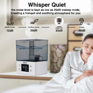 2.4L Air Humidifiers for Bedroom Baby - 26dB Quiet Cool Mist Air Humidifier for Nursery & Plants, Top Fill Air Humidifier Lasts Up to 30 Hours, Auto Shut-Off, Easy to Fill and Clean