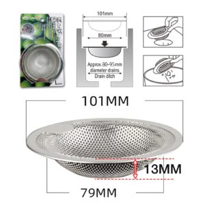 Stainless Steel Slop Basket Filter Trap - Bathroom Sink Drain Strainer | Bathtub Shower Drain Hair Trap | Kitchen Sink Drain Strainer | Mesh Metal Sink Strainer Kitchen Drain Strainer with Rim