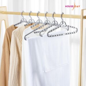 HOUSE DAY Extra Large Adjustable Hangers 4 Pack, Heavy Duty Clothes Hangers with 360° Rotating Hook, Sturdy Plastic Hangers Ideal for Coat,Sweaters, Jackets, Bath Towels, Oversized Garments (Gray)