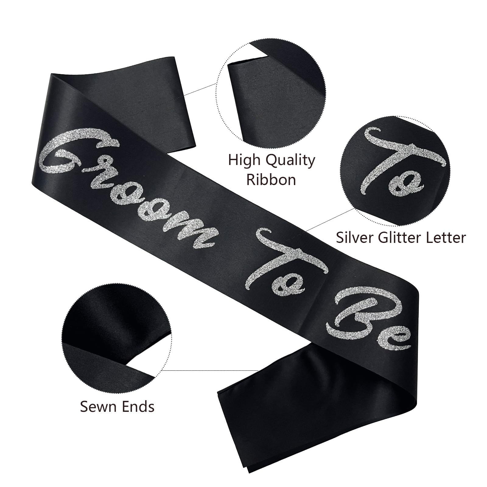 Ashaqshnglee Groom to Be Sash, Groom Sash Bachelor Party Funny Accessory for Future Groom Wedding Gift Idea from Bride to Be Black Silver