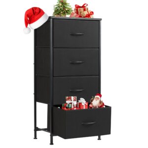 sweetcrispy dresser for bedroom with 4 drawers, storage drawers, skinny fabric storage tower, tower organizer unit, chest of drawers with wooden top for closet, living room, entryway