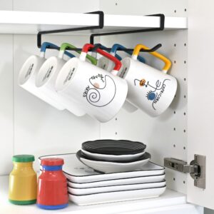 xympo Coffee Mug Hanger for Cabinet, Clip-On Shelf, for Cups, Utensil, Tumbler Lid, Screwless Install