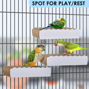 KATUMO Parrot Perch Parakeet Cage Stand Conure Platform Cockatiel Foraging Shredding Toys for Conure Cockatiel Lovebird Parrotlet Budgie Finches