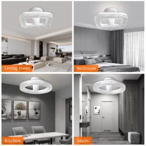 Bullishman The New Pattern of high Imitation Socket Crystal Chandelier in 2024,Easy to disassemble and Assemble, with Three Color dimming, Modern Chandelier, Suitable for Most Rooms(Round)