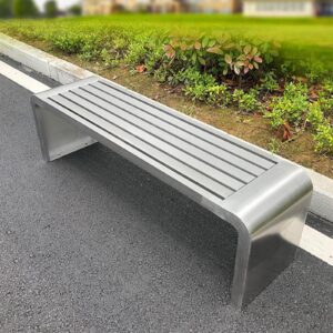 LOERSS Outdoor Bench, Outdoor Patio Backless Bench,Two Person Garden Bench, Metal Steel Benches Furniture,Stainless-Steel,Perfect for Front Porch, Patio, Balcony Or Backyard Use(180cm/70.8in)