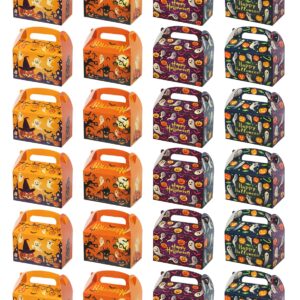 Liobelon 24 Pieces Halloween Treat Boxes Trick or Treat Bags Halloween Goodie Bags Halloween Cookies Goodie Boxes With Handles Ghost Gift Boxes Halloween Party Supplies for Sweets, Toys, Pastry, Gifts