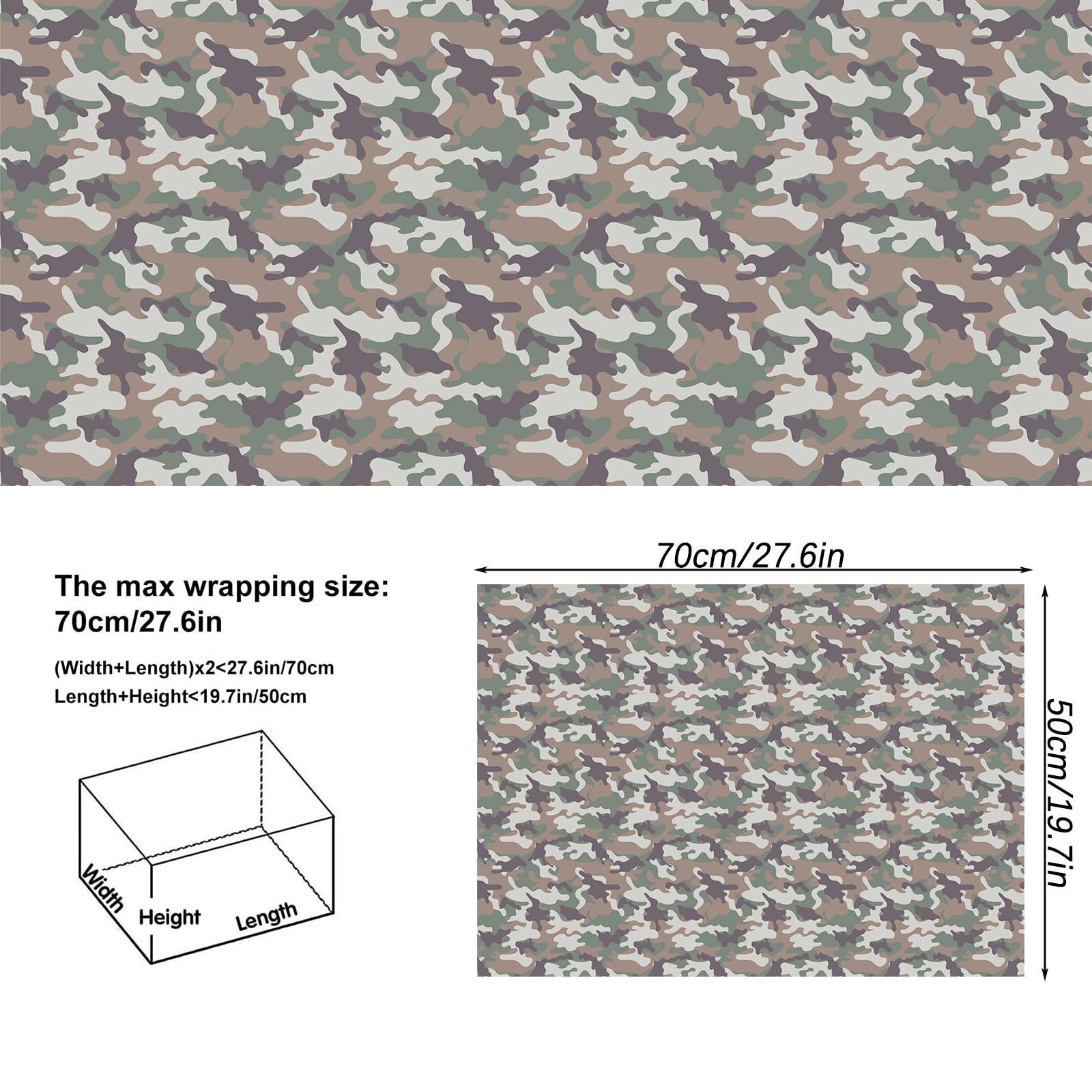 NARCSCHICHU Camo Wrapping Paper Army Gift Wrap - Green Gift Wrapping Paper for Men Boys Birthday Memorial Day Holiday (20 x 28 Inches Per Sheet, 6 Sheet)