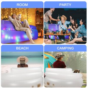 Ccinnoe Double Inflatable Sofa, LED Inflatable Chair with LED Lights, Blow Up Illuminated Air Lounger Couch, Electric Pump Inflatable Couch for Indoor Outdoor Camping, Party, Beach, Hiking, Yard