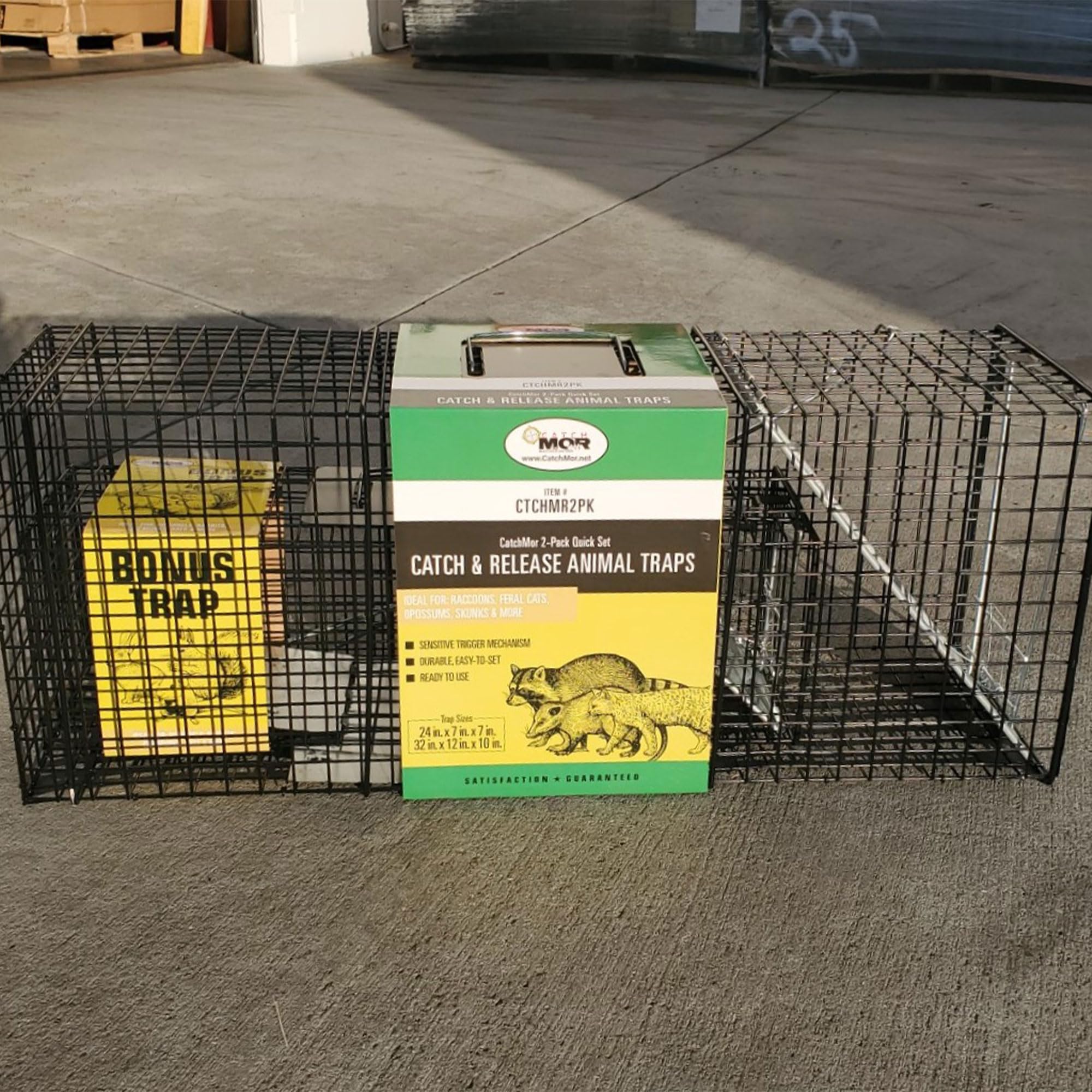 Rugged Ranch CatchMor Live Animal Multi Catch 2 Pack Trap, 1 Large & 1 Small Metal Catch & Release Cage for Raccoons, Opossums, Bunnies, & Squirrels