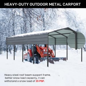 Outvita Carport 12x20FT Heavy Duty Outdoor Carport Canopy, Full-Size Metal Carport Kit with Galvanized Steel Roof, Garage Shelter for Cars Boats Pickup Truck Events Party