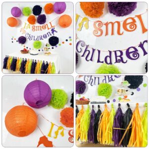 Hocus Pocus Halloween Decorations I Smell Children Banner Hocus Pocus Halloween Baby Shower Party Decorations, Hocus Pocus Sign with Paper Pompoms Tassels and Lanterns Hocus Pocus Halloween Decor