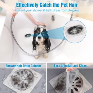 Disposable Shower Drain Cover Hair Catcher, 2024 New Shower Drain Hair Catcher Mesh Stickers, 4 in X 4 in Disposable Shower Drain Hair Catcher Floor Drain Sticker for Shower Kitchen (50 PCS)