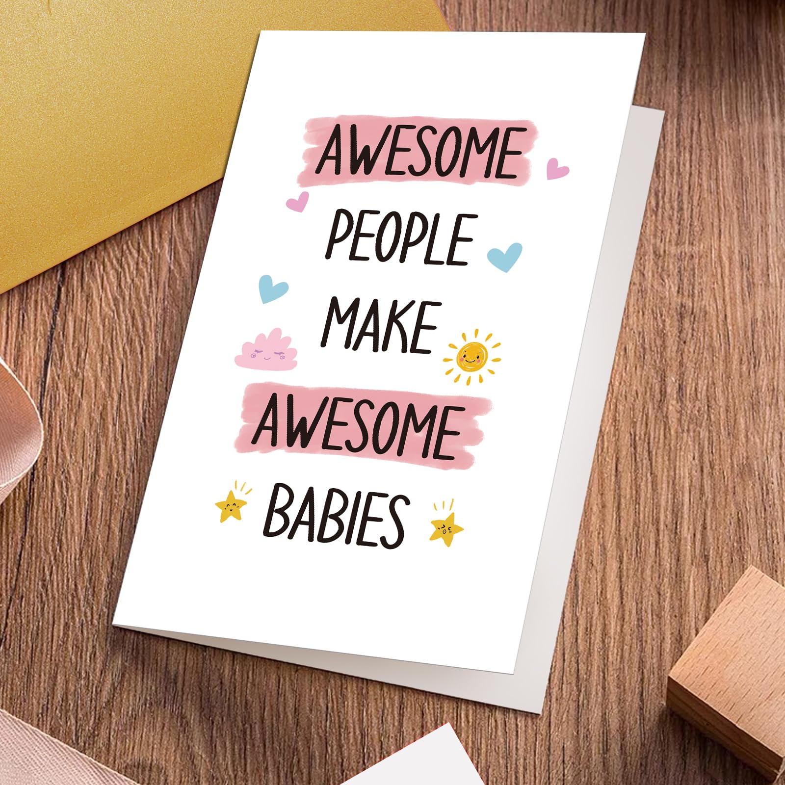 Oamiolek New Baby Card for New Mom Dad, Baby Shower Card for Expecting Parents, New Born Card for Parent To Be, Awesome People Make Awesome Babies