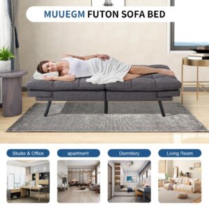 MUUEGM 71" Couches for Living room, Futon Sofa Bed with Memory Foam and Adjust Backrest, Sofa for Studios, Apartments, Dormitories, Offices and Game Rooms.Dark Grey Sofa