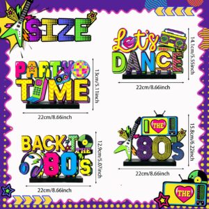 80s Party Decorations 4Pcs 80s Table Centerpieces 1980s Hip Hop Party Table Favors Retro 80's Table Toppers Centerpieces for 80s Theme Party Supplies