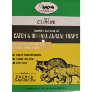 Rugged Ranch CatchMor Live Animal Multi Catch 2 Pack Trap, 1 Large & 1 Small Metal Catch & Release Cage for Raccoons, Opossums, Bunnies, & Squirrels