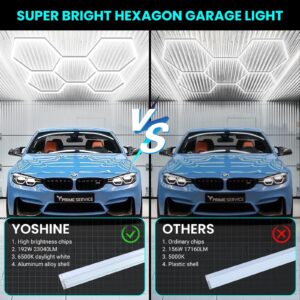 YOSHINE Hexagon LED Garage Lights: 192W 23040LM Super Bright Hexagon LED Shop Lights, CRI 85+, 25 Pack Aluminum Alloy Shell Hex Garage Led Ceiling Lights, Hexagon Led Lights for Garage, Basement, Gym