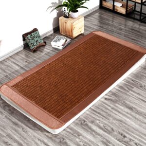 XNSHUNHOYN Summer Bamboo Bed Mat Mattress Topper Pad, Single/Twin/Full/Queen/King Size Folding Sleeping Mat, Double-Sided Cooling Bed Sheet Air Conditioning Mat, Summer Bedding Sleeping Pad for Home S