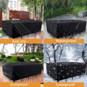 Patio Furniture Covers Waterproof 51x41x28xin/130x105x70cm Patio Table Cover Outdoor Furniture with Upgraded Fastener Windproof Buckle Straps Outdoor Waterproof Table Covers Oxford Outdoor Cover