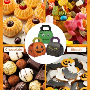 Liobelon 24 Pieces Halloween Candy Boxes With Handles Halloween Treat Boxes Trick or Treat Gift Boxes Pastry Cookies Goodie Bags for Halloween Party Supplies Halloween Kids Birthday Party Gift Box