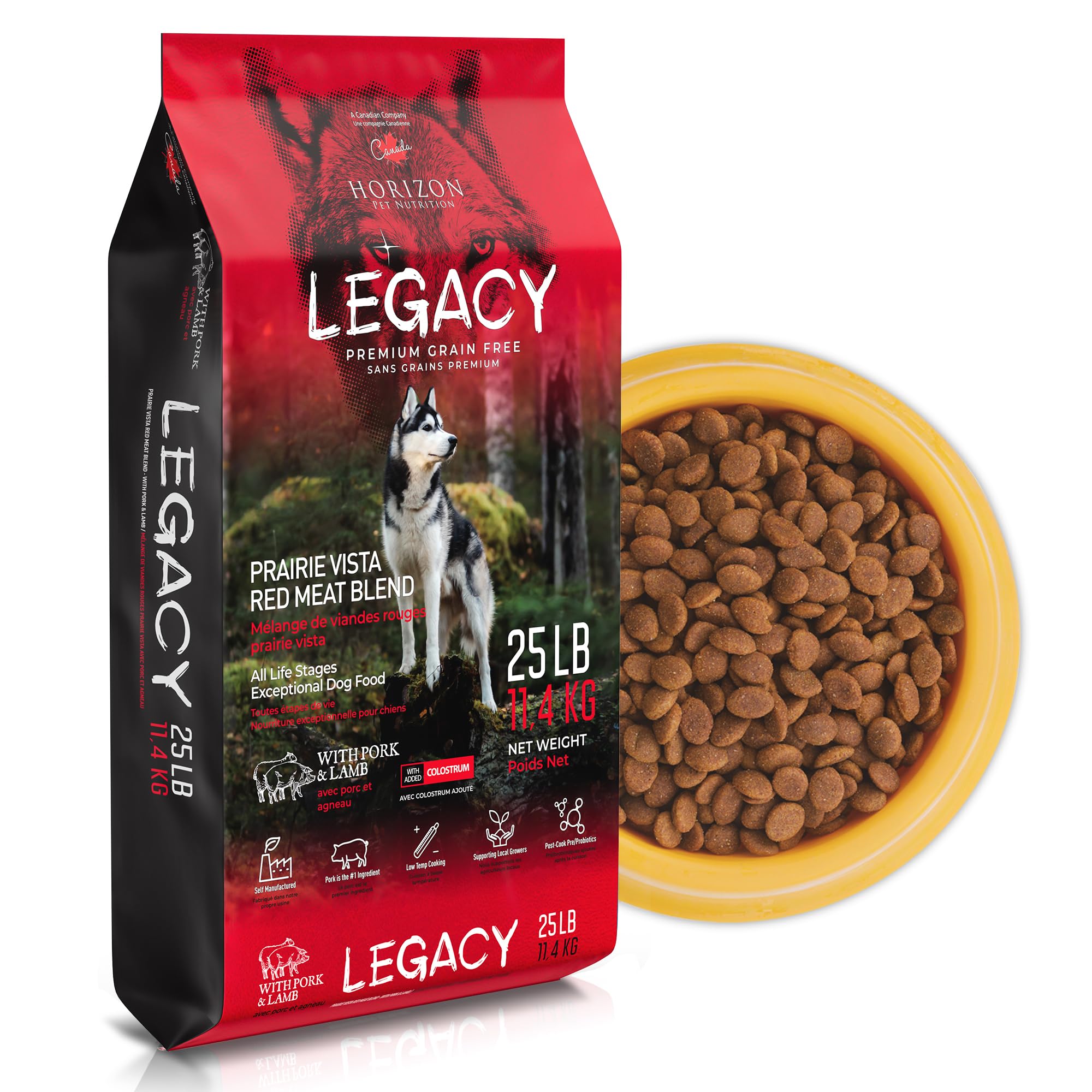 LEGACY All-Life-Stages Dry Dog Food | Prairie Vista Red Meat Dog Food Blend | Grain-Free Dog Food, Rich in Pork & Lamb | 25 lbs