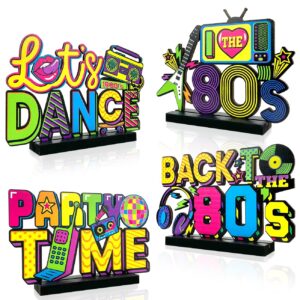 80s party decorations 4pcs 80s table centerpieces 1980s hip hop party table favors retro 80's table toppers centerpieces for 80s theme party supplies