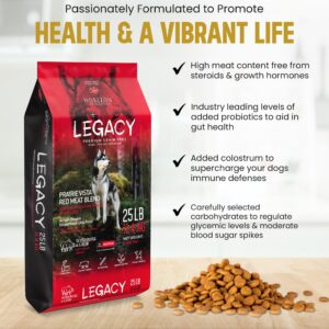 LEGACY All-Life-Stages Dry Dog Food | Prairie Vista Red Meat Dog Food Blend | Grain-Free Dog Food, Rich in Pork & Lamb | 25 lbs