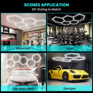 YOSHINE Hexagon LED Garage Lights: 192W 23040LM Super Bright Hexagon LED Shop Lights, CRI 85+, 25 Pack Aluminum Alloy Shell Hex Garage Led Ceiling Lights, Hexagon Led Lights for Garage, Basement, Gym