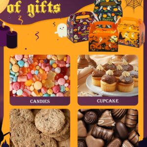 Liobelon 24 Pieces Halloween Treat Boxes Trick or Treat Bags Halloween Goodie Bags Halloween Cookies Goodie Boxes With Handles Ghost Gift Boxes Halloween Party Supplies for Sweets, Toys, Pastry, Gifts