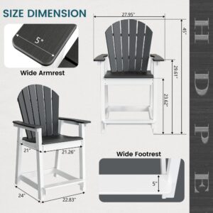 TYARDS Tall Adirondack Chair, Recyclable HDPE Balcony Chair, Patio Chair with Widened Armrests and Footrest, Capacity 400LBS, Outdoor Chairs for Garden, Backyard