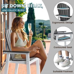 TYARDS Tall Adirondack Chair, Recyclable HDPE Balcony Chair, Patio Chair with Widened Armrests and Footrest, Capacity 400LBS, Outdoor Chairs for Garden, Backyard