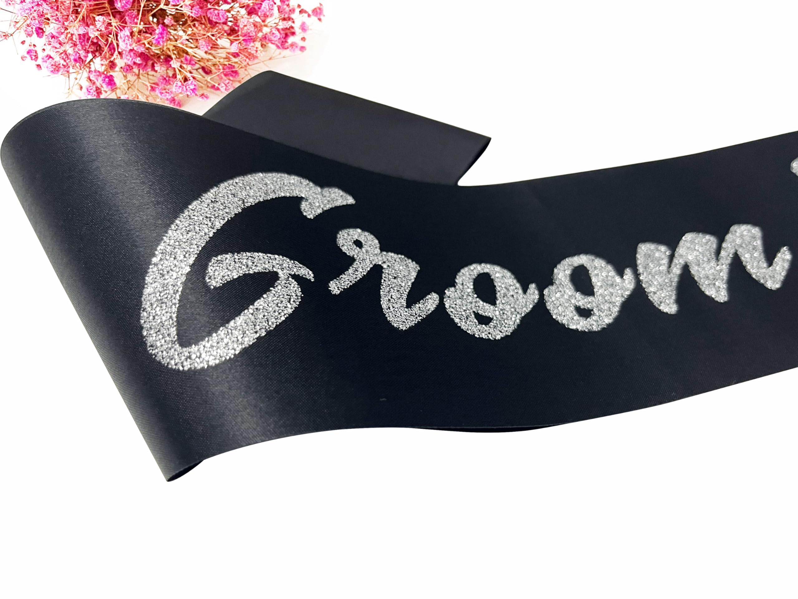 Ashaqshnglee Groom to Be Sash, Groom Sash Bachelor Party Funny Accessory for Future Groom Wedding Gift Idea from Bride to Be Black Silver