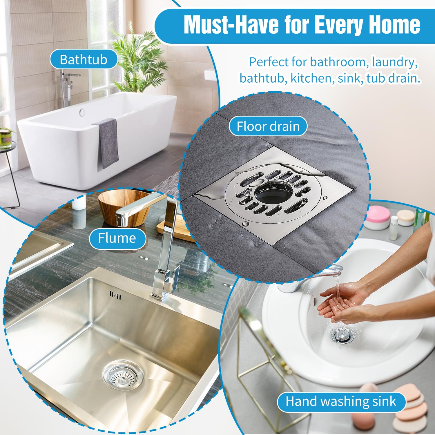 Disposable Shower Drain Cover Hair Catcher, 2024 New Shower Drain Hair Catcher Mesh Stickers, 4 in X 4 in Disposable Shower Drain Hair Catcher Floor Drain Sticker for Shower Kitchen (50 PCS)