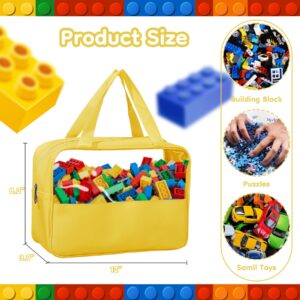 Dcwunk 4-Pack Large Toy Organizer PU Leather Organizer Bag with Zipper, Toy Organizer Bag with Portable Handheld Device, Waterproof Toy Bag for Board Games Clay, Building Blocks, Toys (4 Pack)