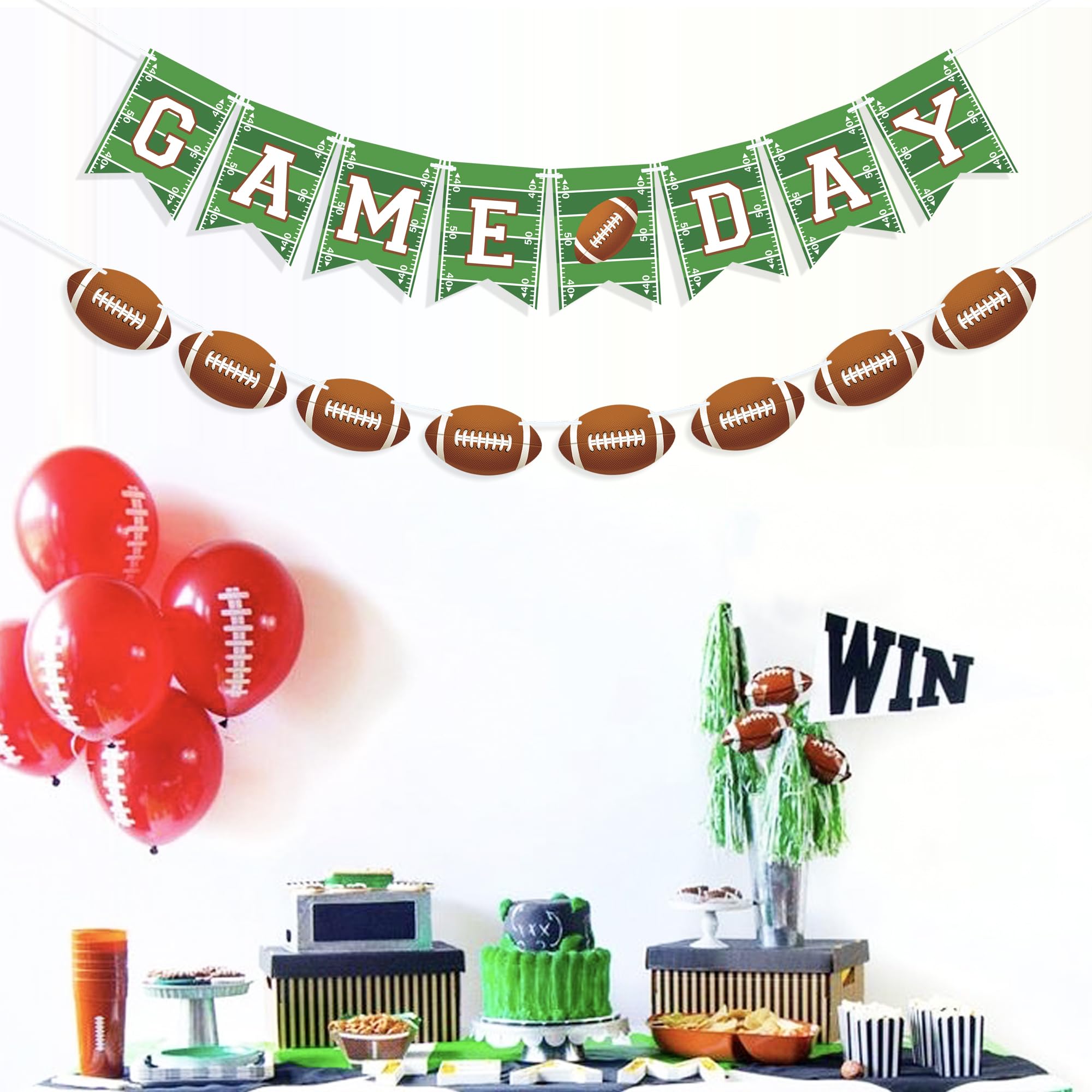 Uniwish Game Day Banner Football Party Decorations Garland Football Baby Shower Photo Props Sports Birthday Party Decorations Football Party Decor Tailgate Party Supplies