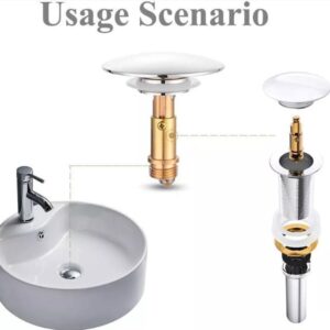 2PCS Replacement Basin Bath Waste Easy Pop Up Click Clack Plug Bolt Spring Brass Replacement for Most Sink Barth Tub Basin Drain Stopper, Spring Mechanism