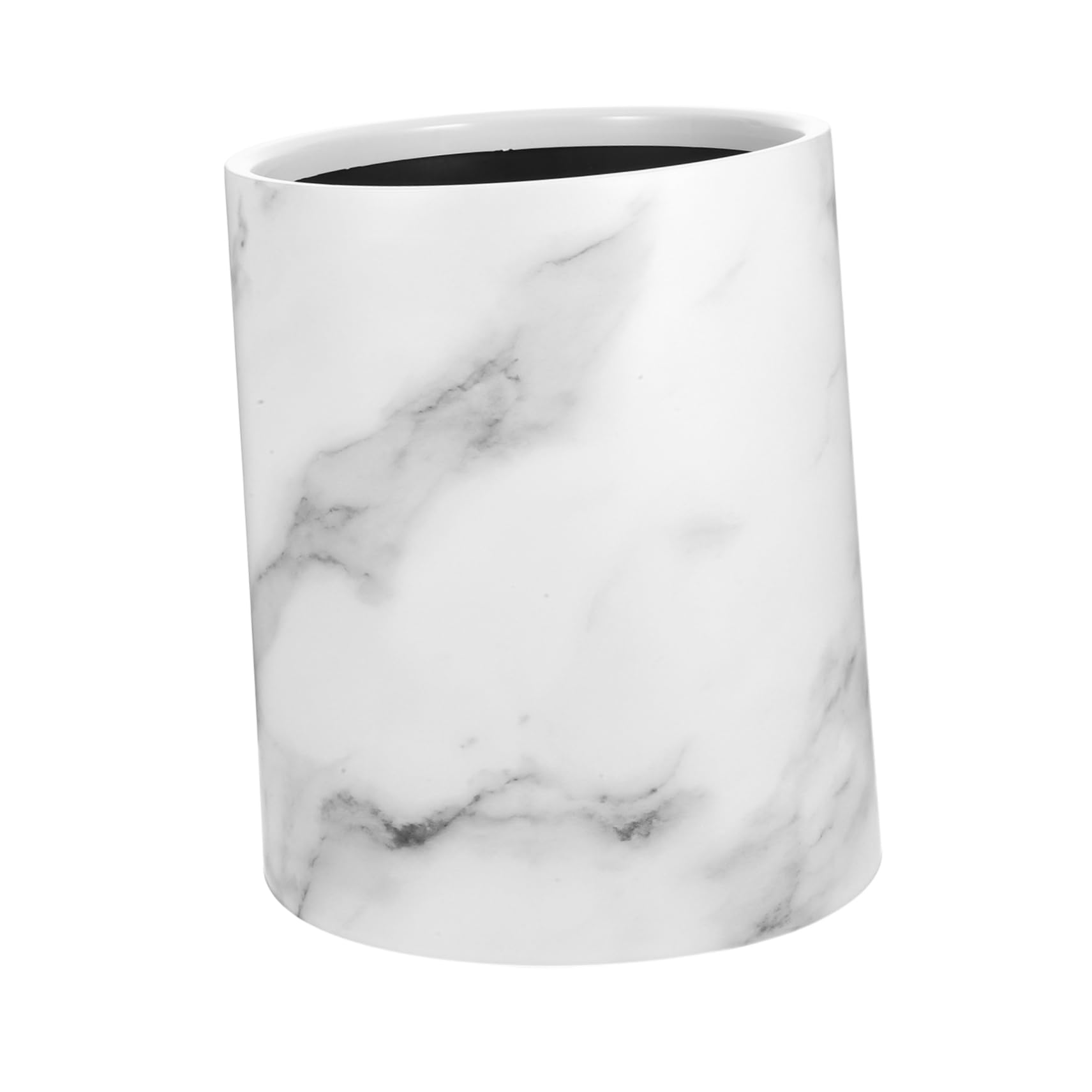 HOLIDYOYO Marble Trash Can Round Garbage Bin 8L Double Layer Waste Basket Container for Kitchen Bathroom Home Office Hotel White