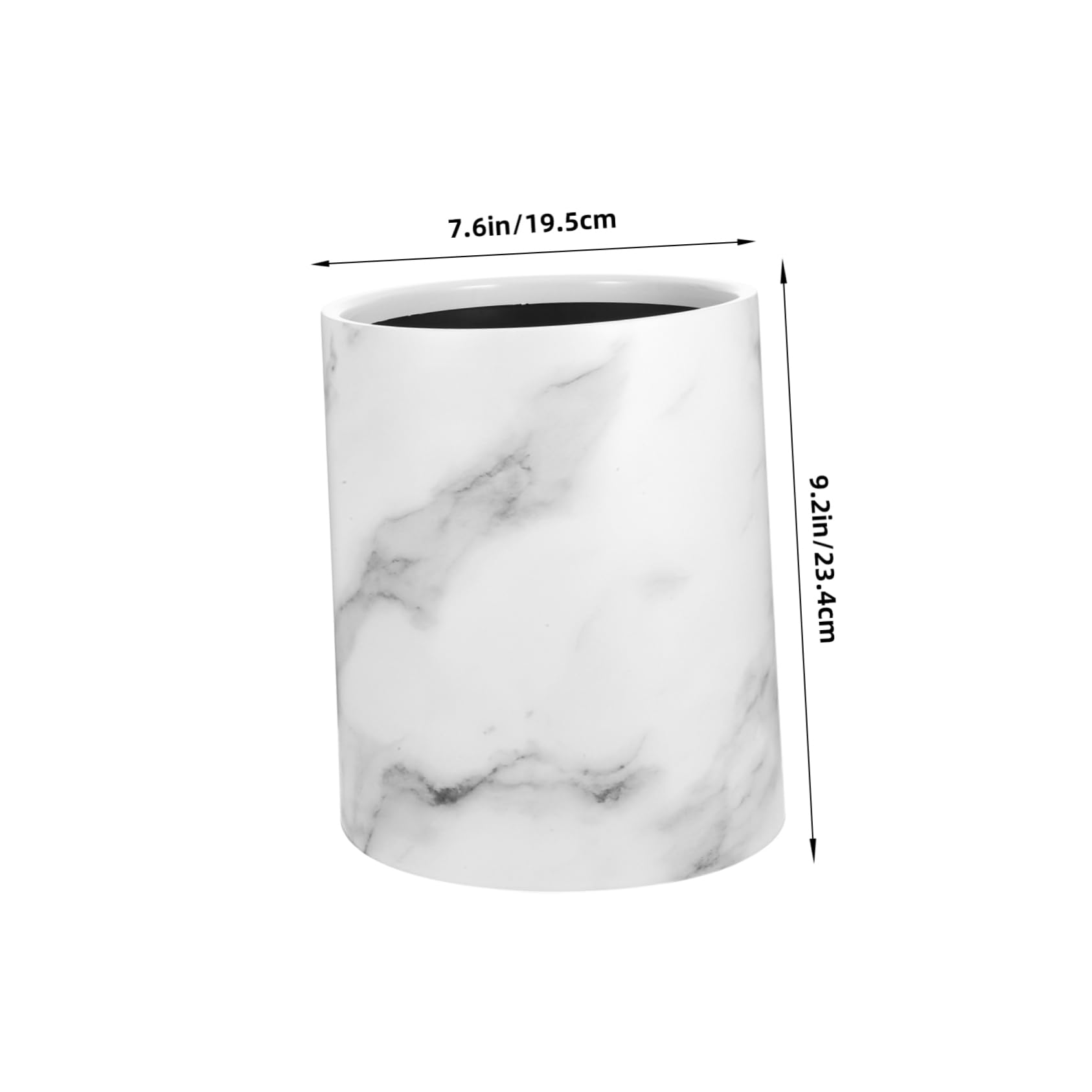 HOLIDYOYO Marble Trash Can Round Garbage Bin 8L Double Layer Waste Basket Container for Kitchen Bathroom Home Office Hotel White