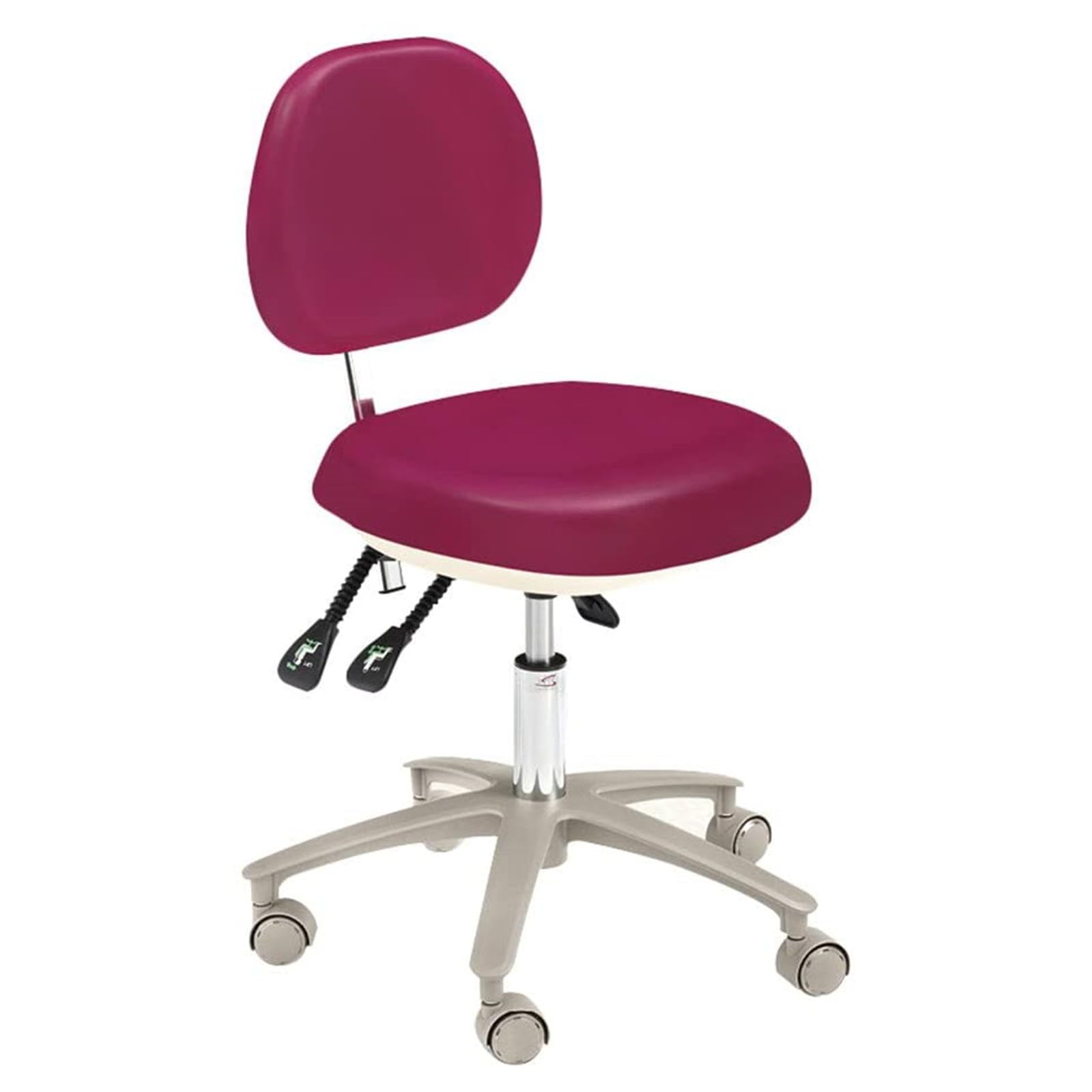 HS-6 PU Leather Adjustable Mobile Doctor's Chair Deluxe Dentist Stool with Backrest Five Star Casters