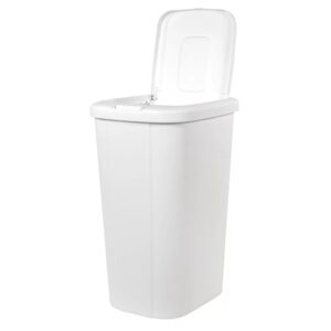 BHCHA 13.3 Gallon Trash Can, Plastic Touch Top Kitchen Trash Can (White)