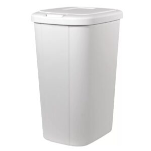 bhcha 13.3 gallon trash can, plastic touch top kitchen trash can (white)