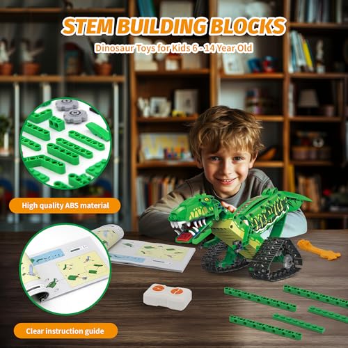 AKWME RC Robot Building Set - 5 in1 T. rex Toy with APP or Remote Control, DIY Engineering Robotics/Mech Dinosaur/Dragon Warrior/Pterosaur/Stegosaurus STEM Birthday Gifts for Kids 6-12 Years Old