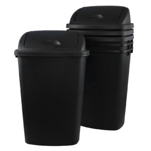 xyskin 13 gallon kitchen swing top garbage can, 4-pack plastic trash can, black