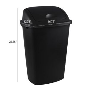 Xyskin 13 Gallon Kitchen Swing Top Garbage Can, 4-Pack Plastic Trash Can, Black