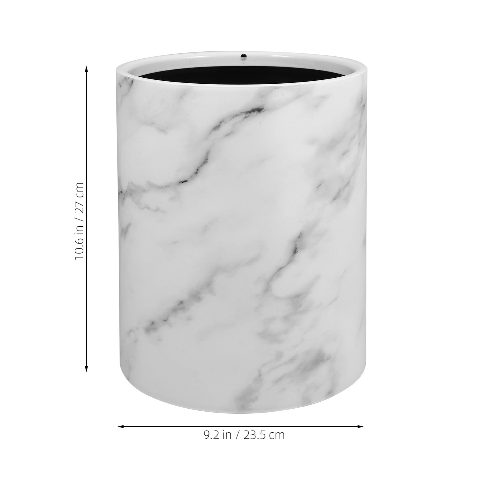 Luxshiny Marble Trash Can, 12L Round Wastebasket Garbage Bin Container Recycle Bin Rubbish Pail for Bathroom Kitchen Bedroo Home Office White