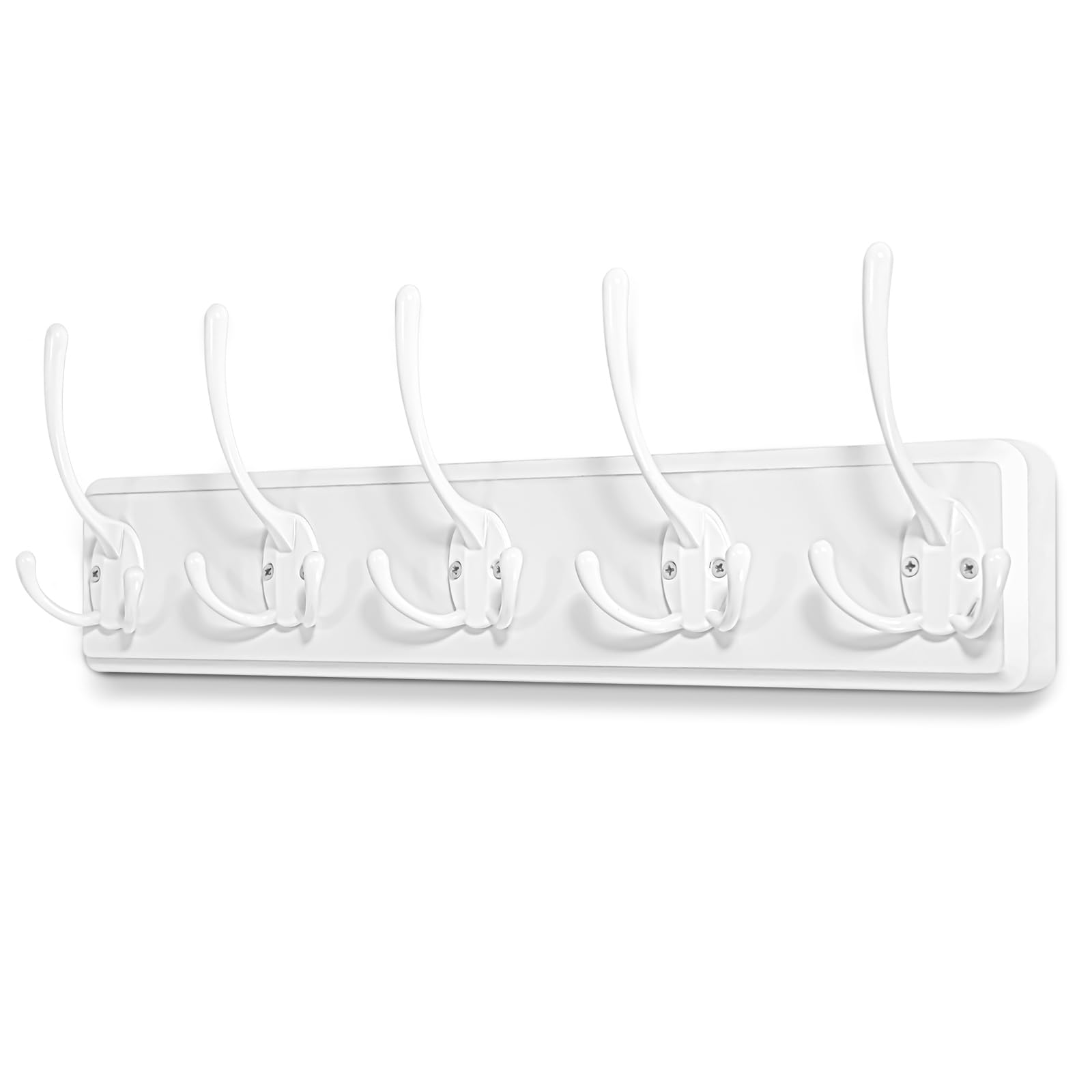 FANYITY Farmhouse Coat Rack Wall Mount with Pine Wood Planks and 5 Triple Hooks for Hanging Jackets and Coats, Coat Hanger Wall Mount for Hallway Entryway (Coat Rack-White)