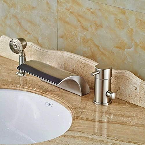 Kitchen Taps Kitchen Tap Faucet Contemporary Brushed Nickel Bathtub Faucet 3Pcs Deck Mounted Mixer Tap