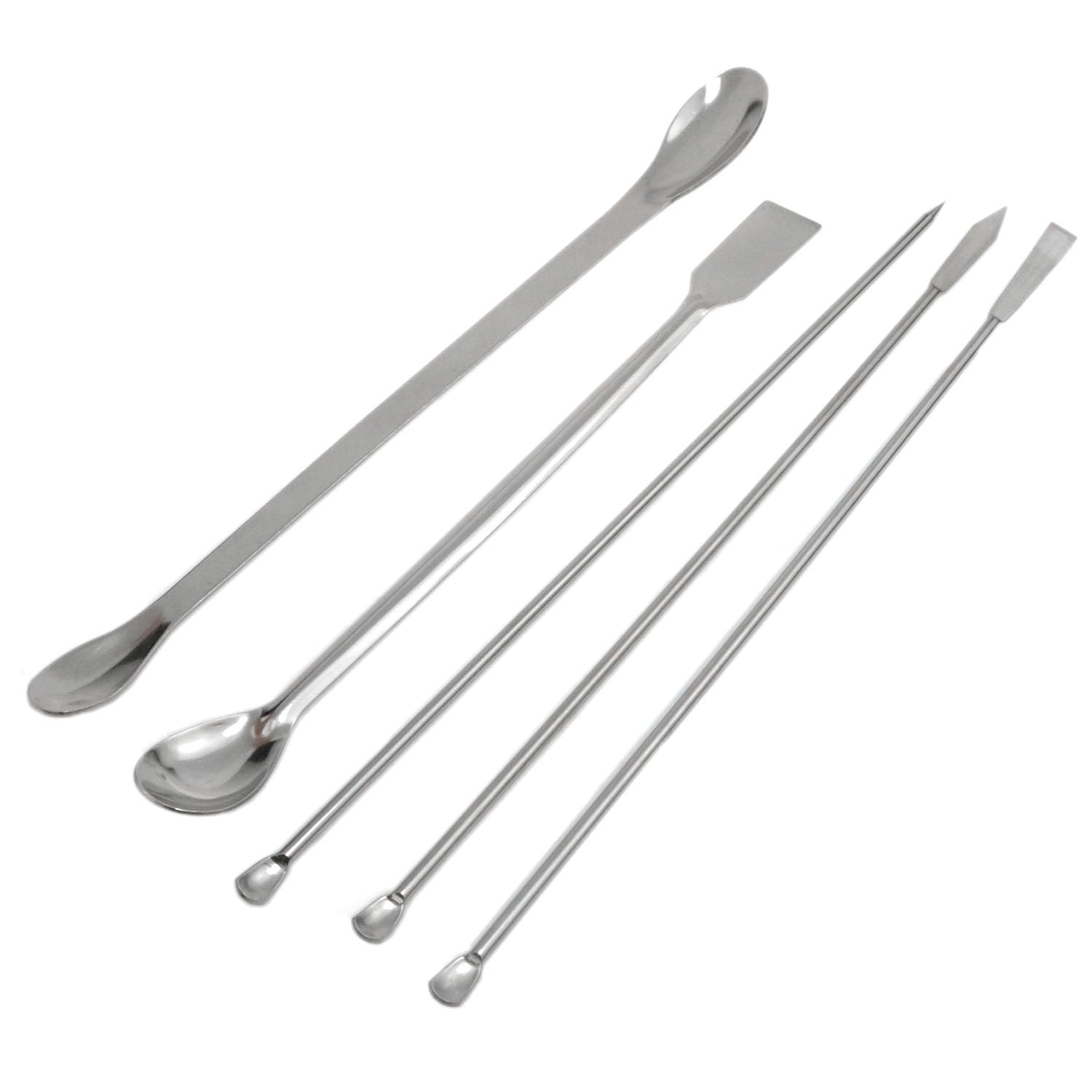 yukata 1Set Stainless Steel Sampling Scoop Micro Lab Spatula Micro Sampling Scoop Laboratory Scoop Laboratory Supplies (pack of 5)